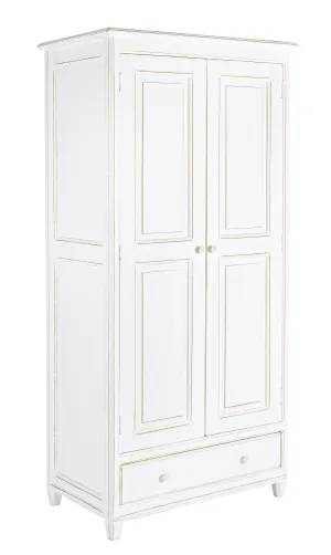 Armadio provenzale shabby chic in legno massiccio 2 ante e 1 cassetto