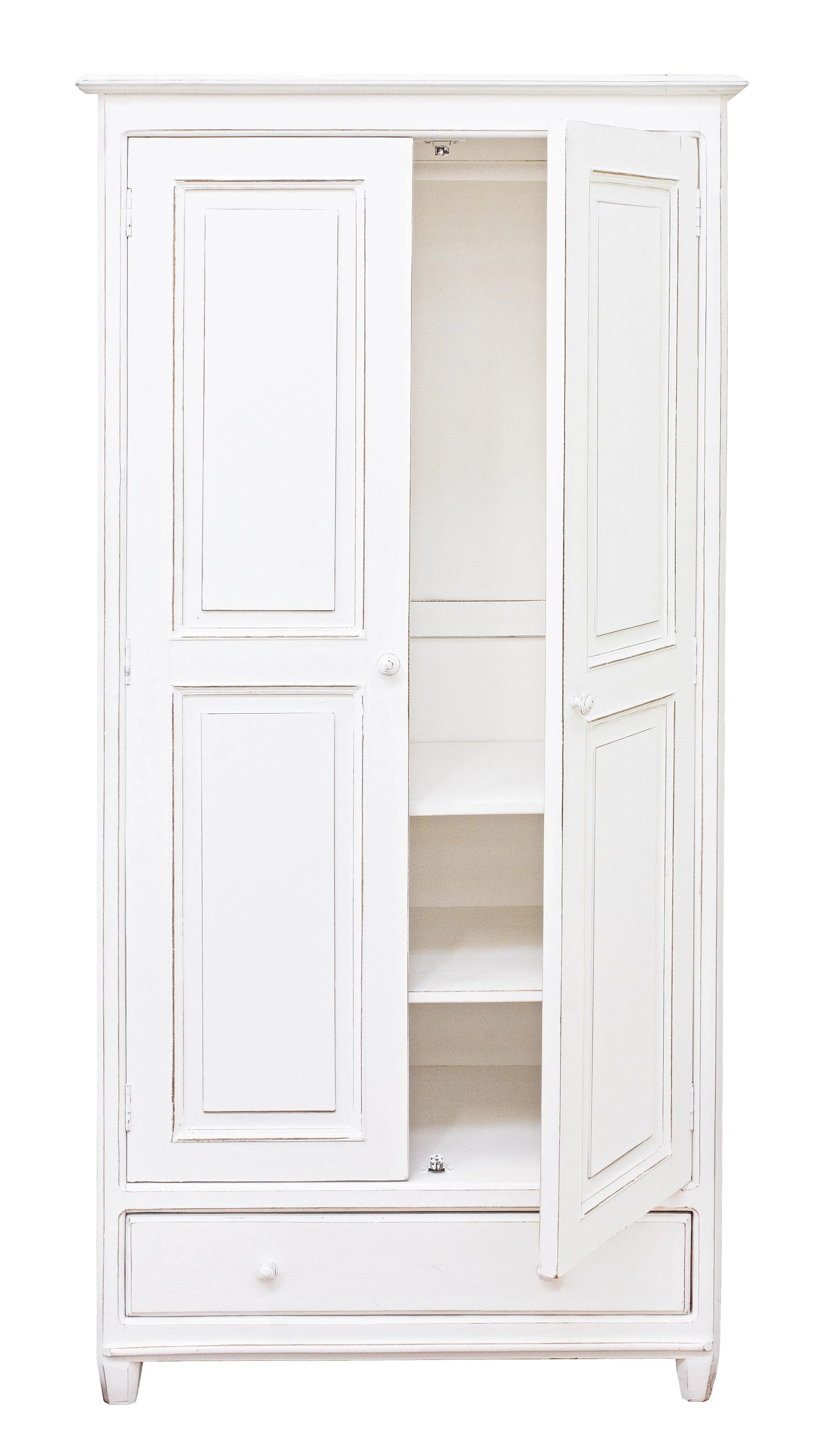 Armadio provenzale shabby chic in legno massiccio 2 ante e 1 cassetto