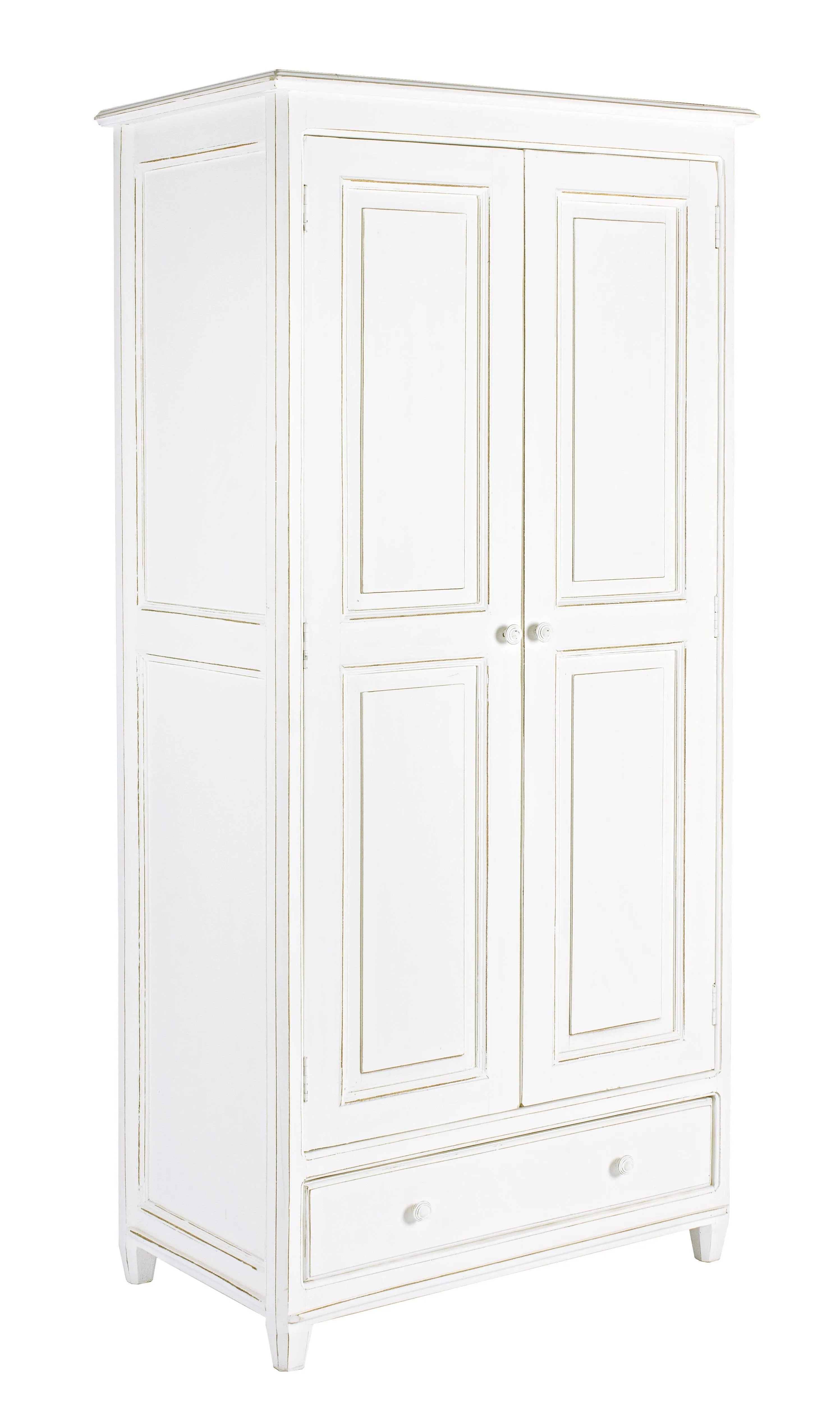 Armadio provenzale shabby chic in legno massiccio 2 ante e 1 cassetto