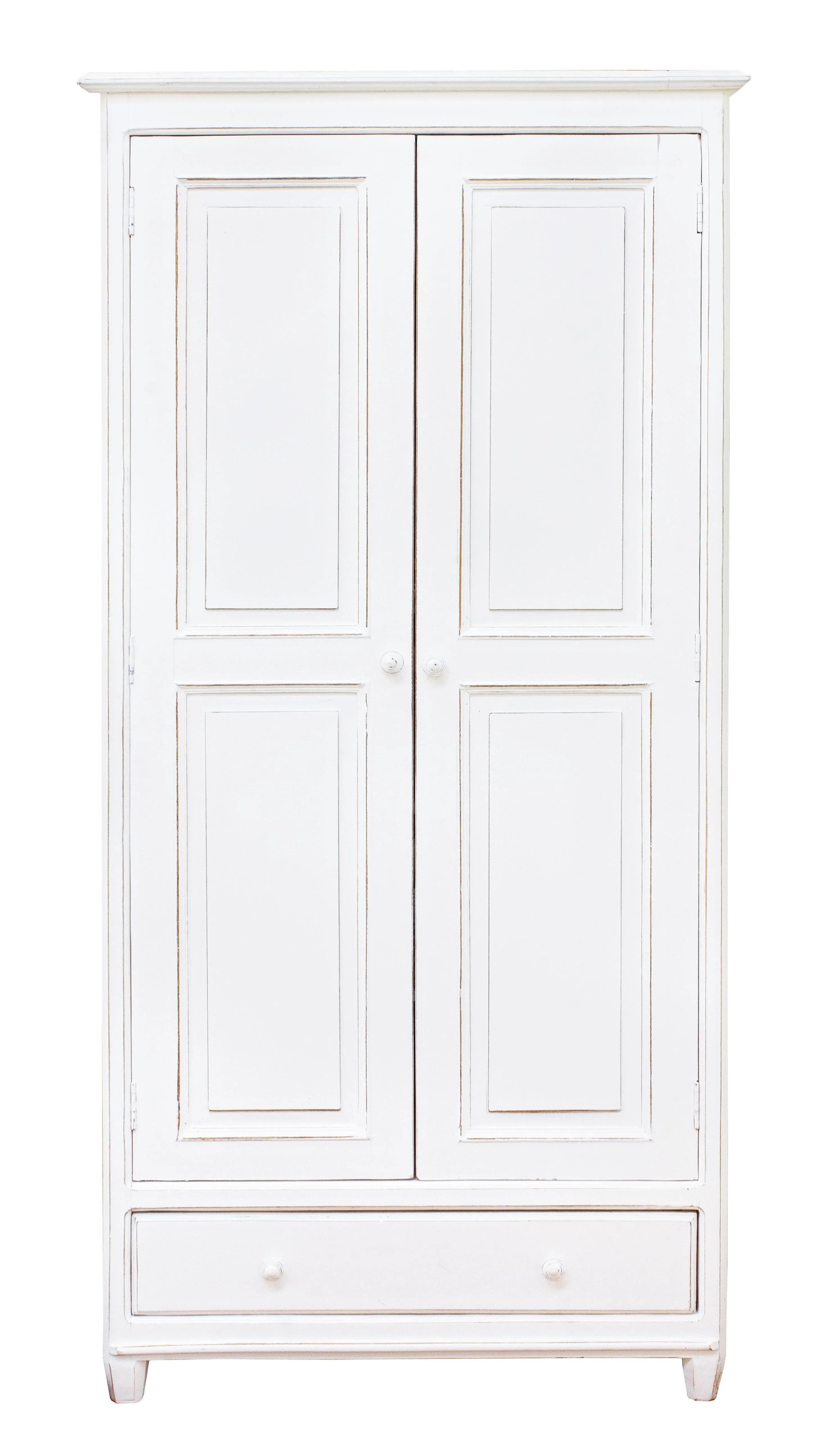 Armadio provenzale shabby chic in legno massiccio 2 ante e 1 cassetto