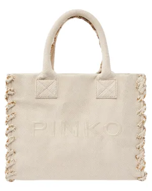 Beach Shopper in Canvas Riciclato Sale e Pepe con Logo Ricamato