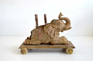 Elefante indiano in Legno di Mango con Ruote
