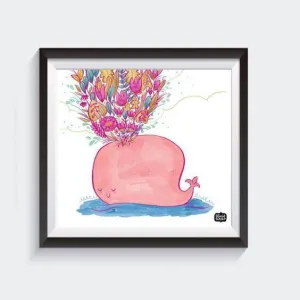Flower Whale Wall Art