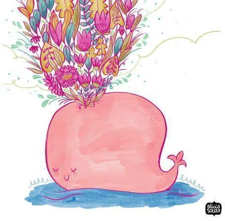 Flower Whale Wall Art