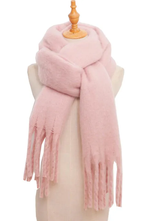Fringe Detail Polyester Scarf