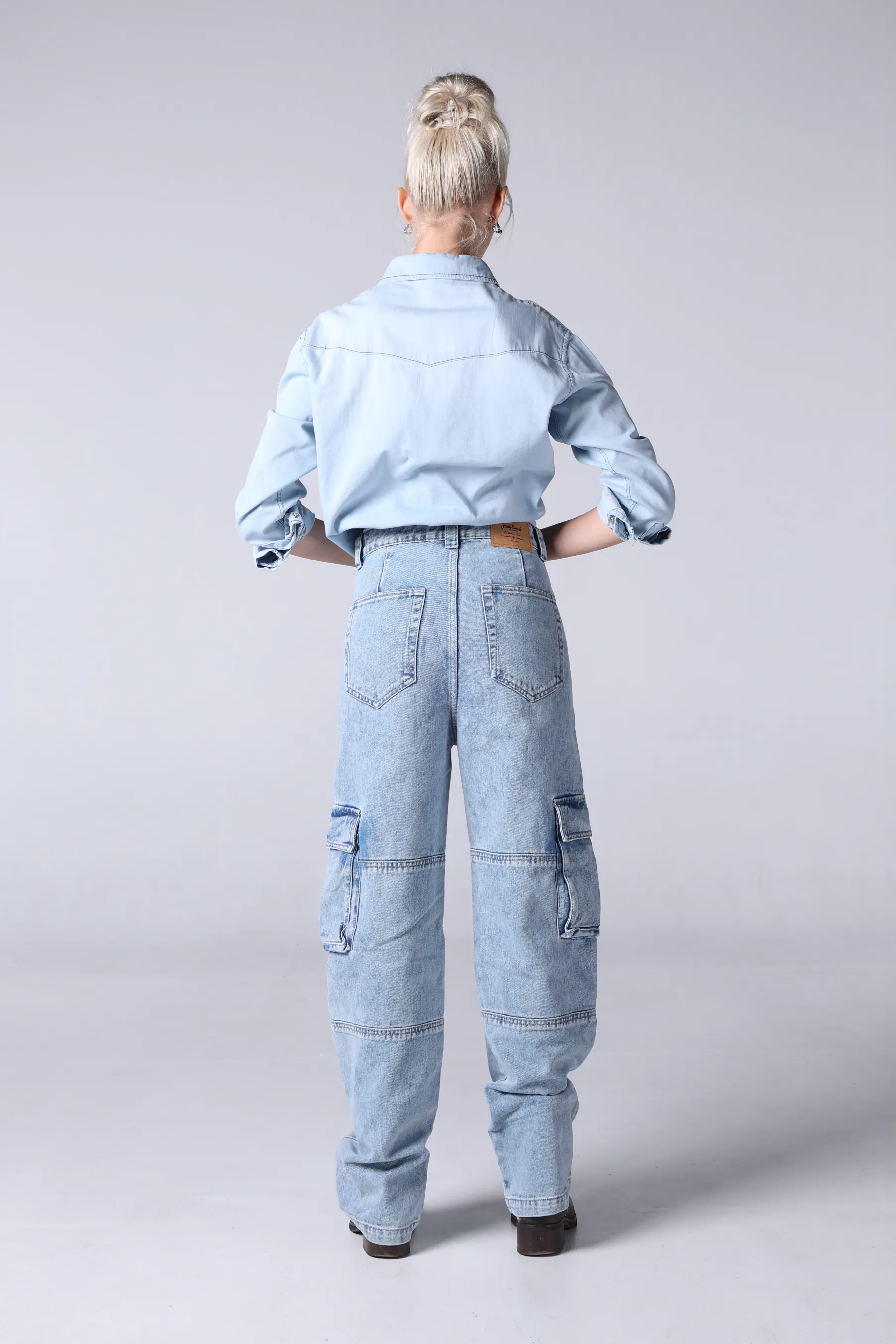 JACK RUSSEL WOMEN REGULAR CARGO HIGH RISE รุ่น JF-150 สีฺ BLEACHED LOOK BLUE