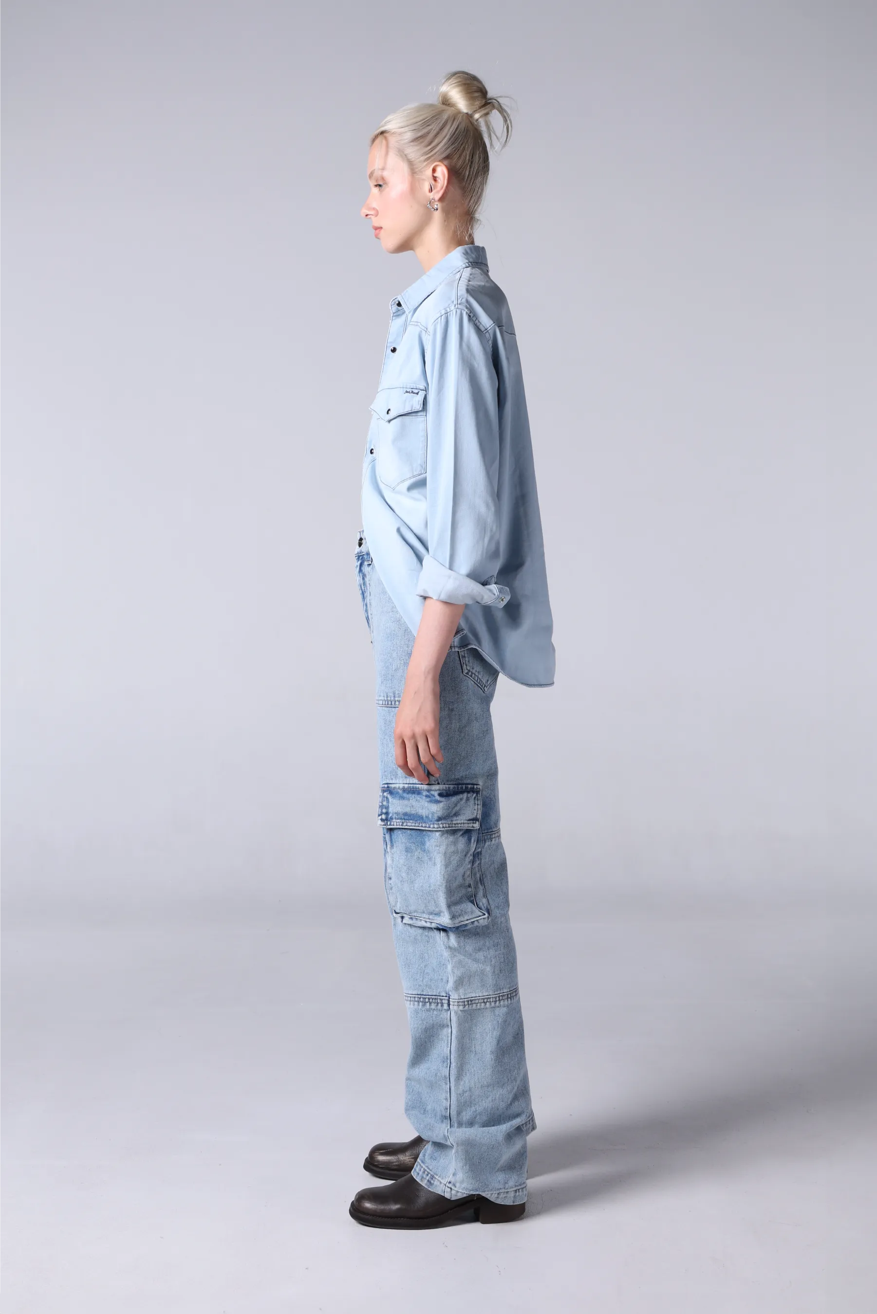 JACK RUSSEL WOMEN REGULAR CARGO HIGH RISE รุ่น JF-150 สีฺ BLEACHED LOOK BLUE