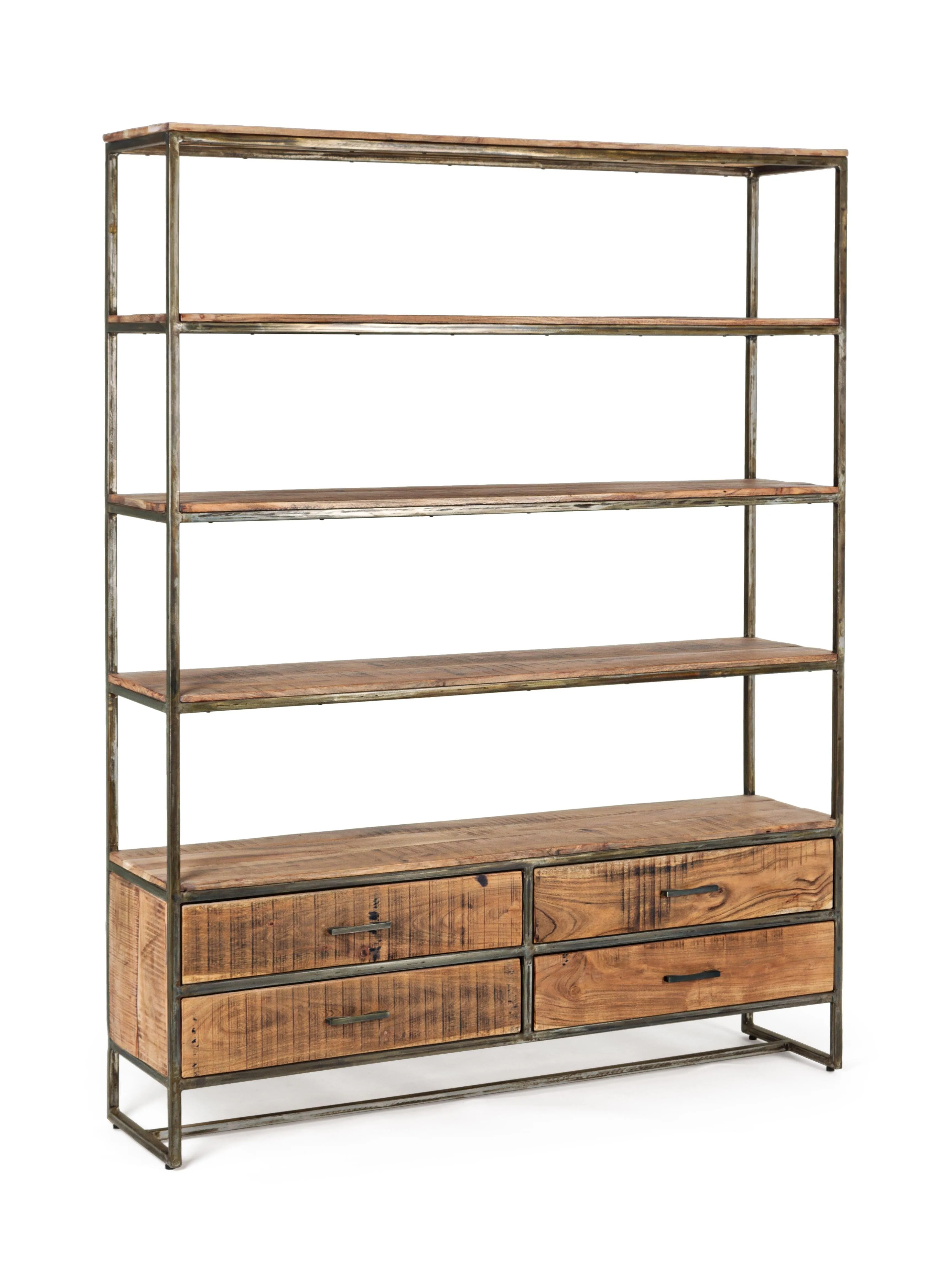 LIBRERIA INDUSTRIAL in ferro battuto e legno massello  4P 4C