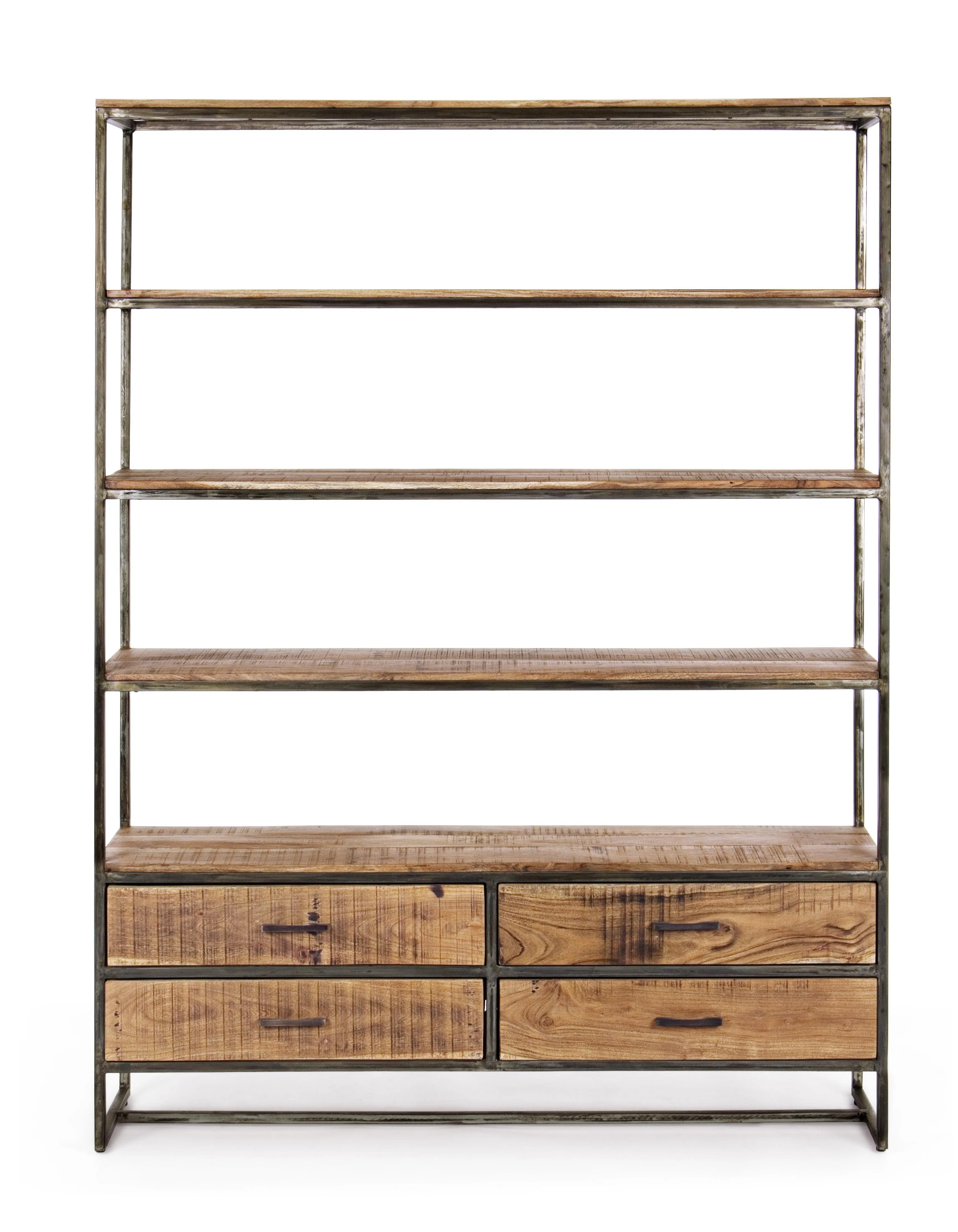 LIBRERIA INDUSTRIAL in ferro battuto e legno massello  4P 4C