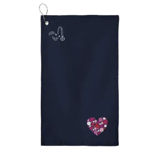 Pickleball Heart | Pickleball Court Towels | Grommeted 100% Cotton Terry Velour