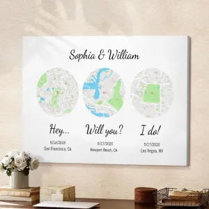 Round Maps for Married Couples - Personalized Wall Art