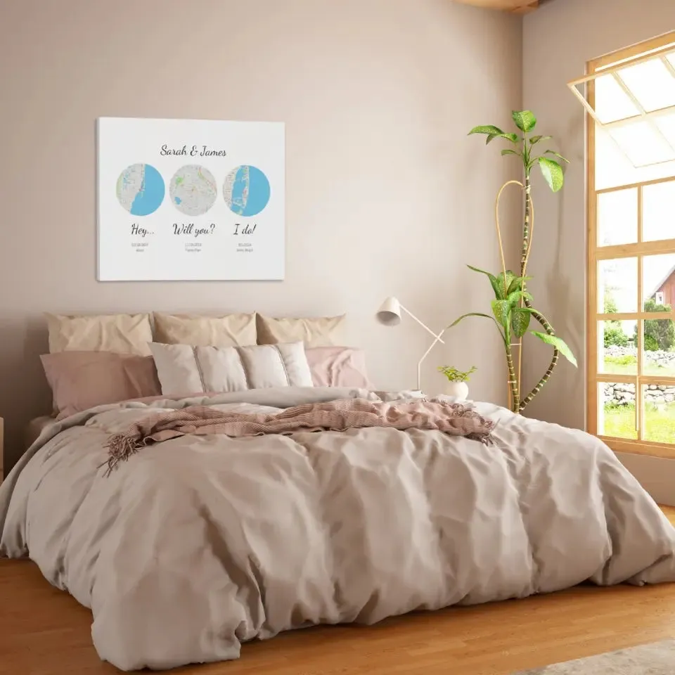 Round Maps for Married Couples - Personalized Wall Art
