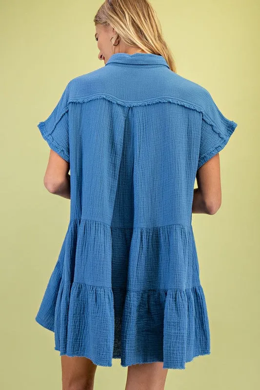 Waiting On Spring Cotton Dress Blue
