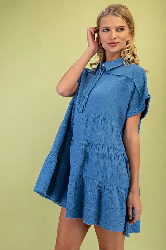 Waiting On Spring Cotton Dress Blue