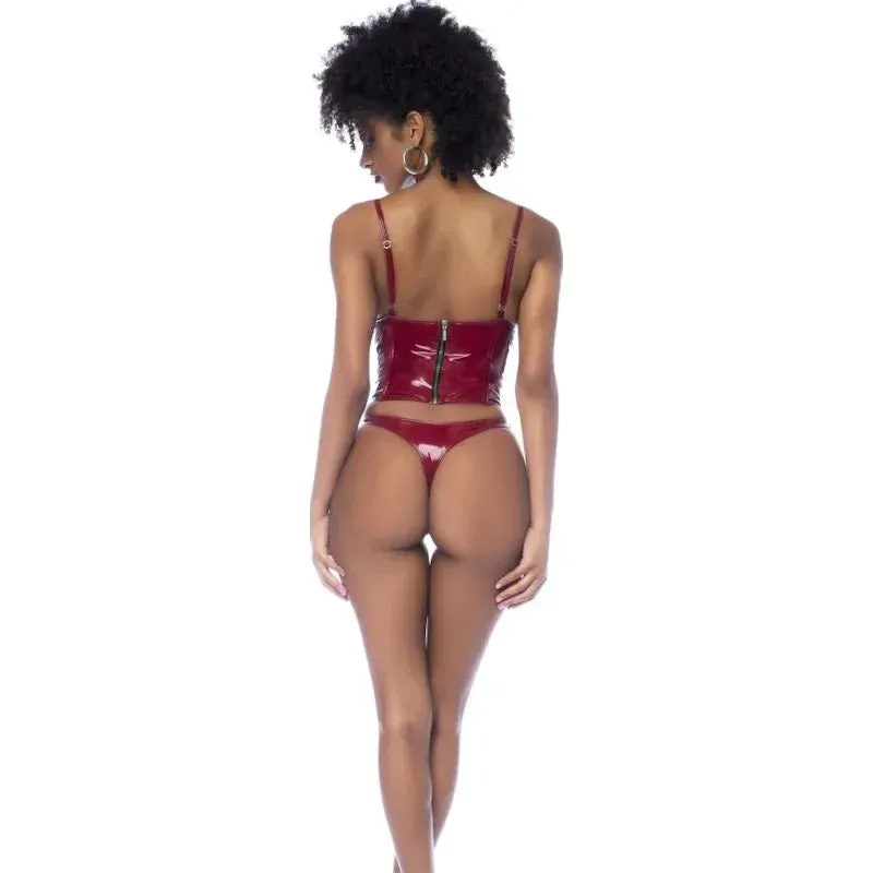 Wet Look Vinyl 2 Pc Set Gloss Wine