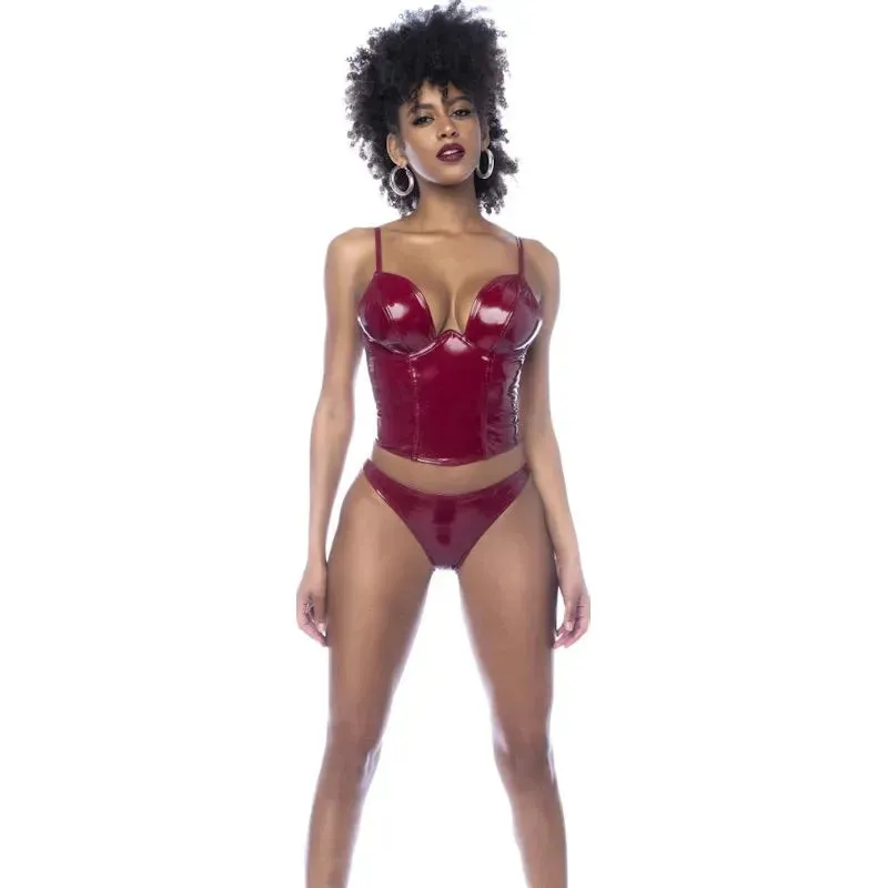 Wet Look Vinyl 2 Pc Set Gloss Wine